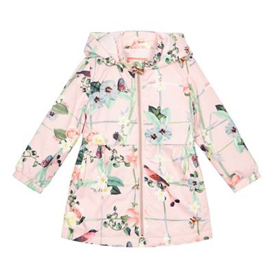 Girls' pink floral print shower resistant mac jacket